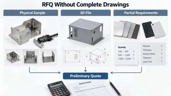 How to request a sheet metal quote without complete drawings