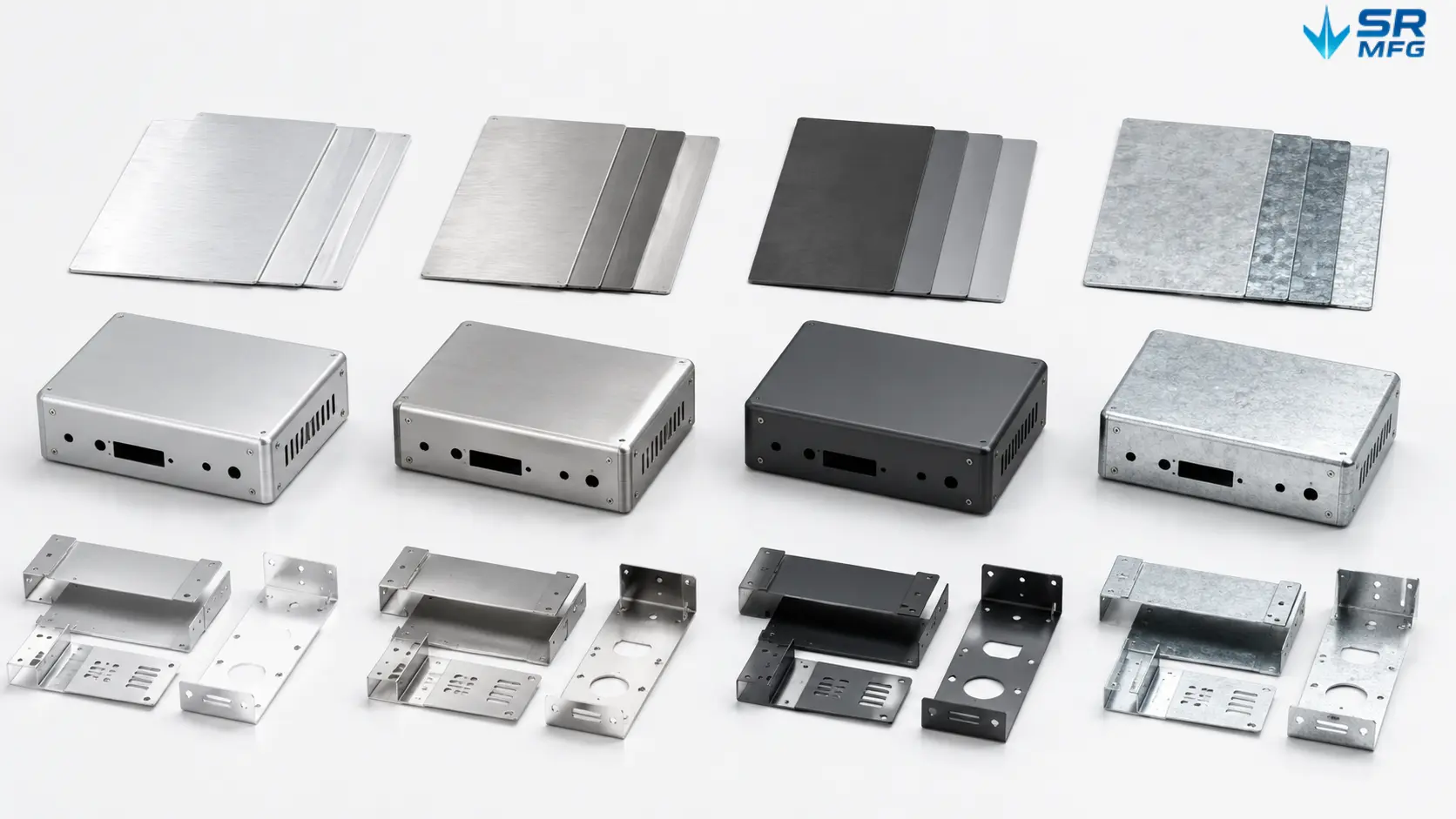 Material and sheet thickness options for custom smart home control metal enclosures