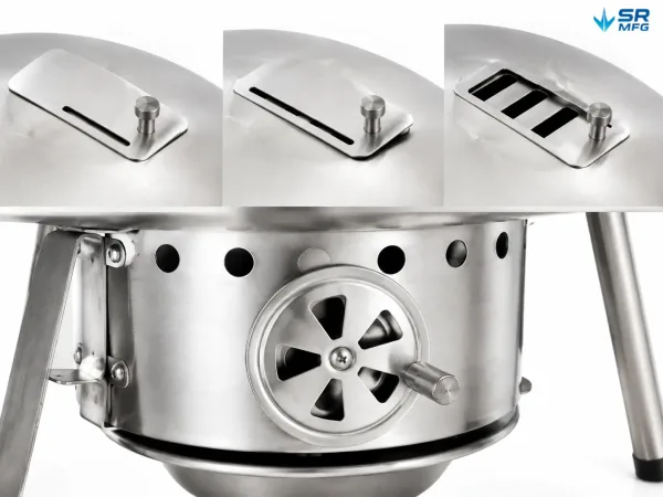 adjustable charcoal grill ventilation system top exhaust bottom air intake