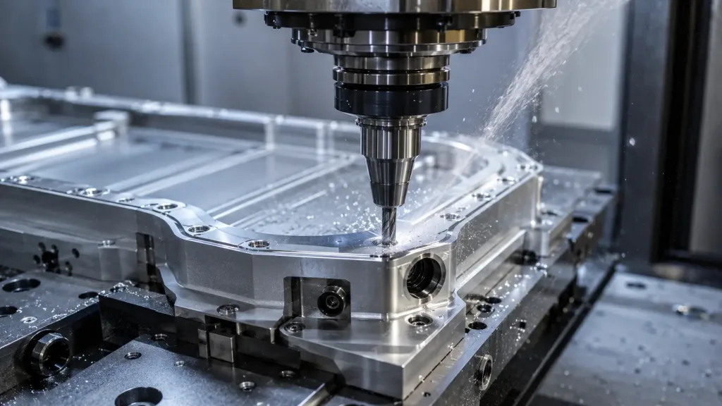 CNC precision machining of EV battery pack top cover sealing flange for flatness and surface roughness control