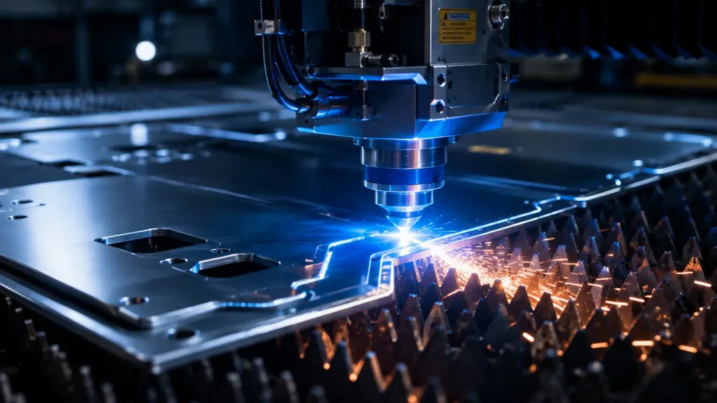 Fiber laser cutting aluminum sheet for EV battery pack top cover — burr-free with minimal heat-affected zone