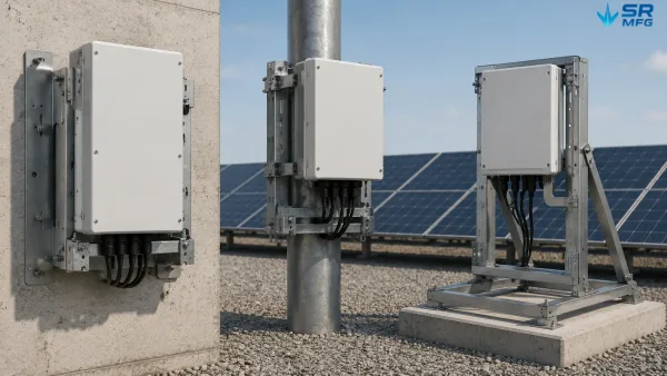 Custom solar inverter mounting brackets in wall-mounted, pole-mounted, and ground-mounted configurations