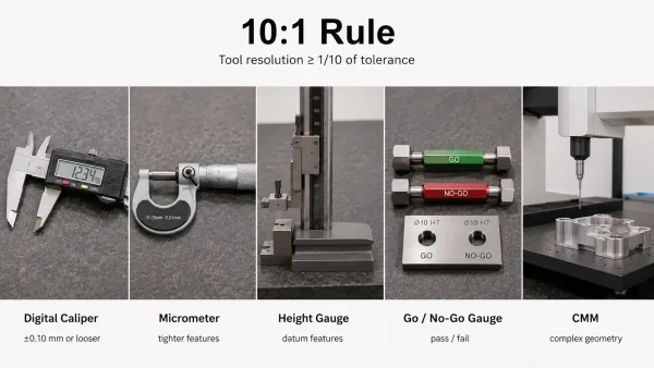 10 to 1 rule and measuring tool selection for dimensional inspection