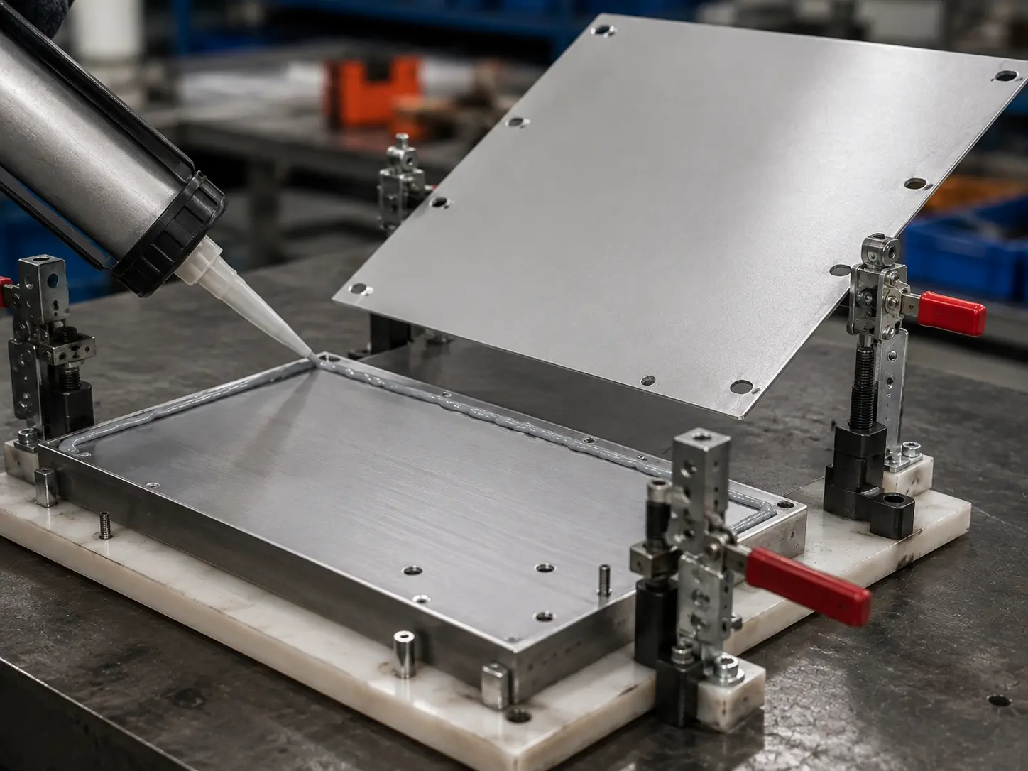Adhesive bonding sheet metal assembly