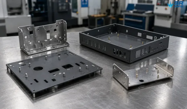 Custom sheet metal parts with installed PEM self-clinching studs and standoffs