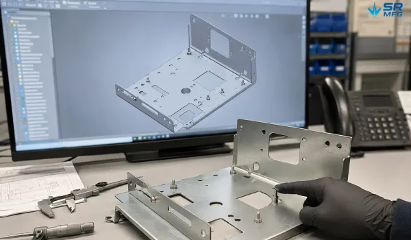 DFM review of self-clinching stud positions on a custom sheet metal part