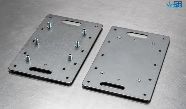 Front and reverse surfaces of sheet metal after self-clinching stud installation