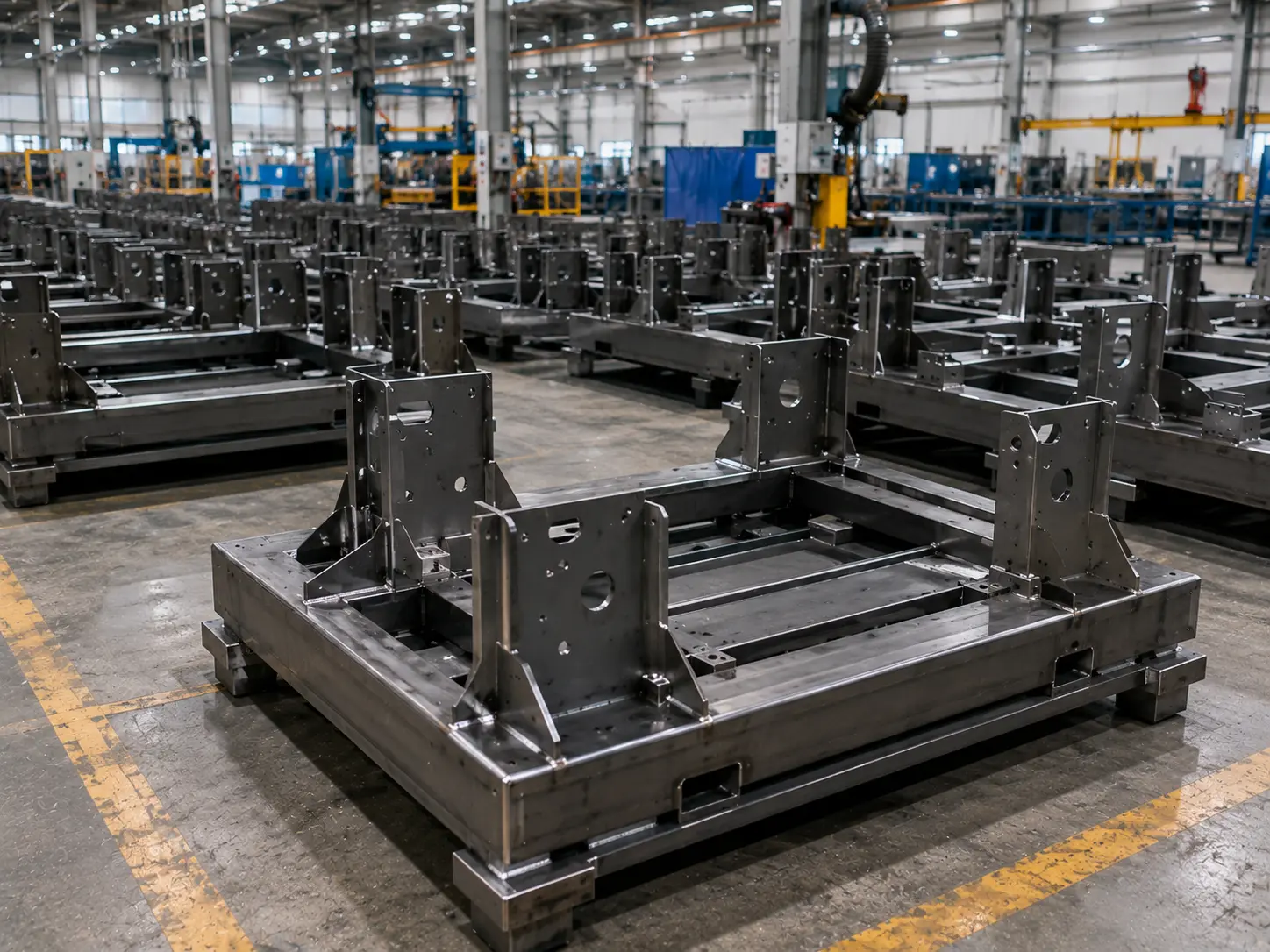 High-volume welded structural frames and machine bases