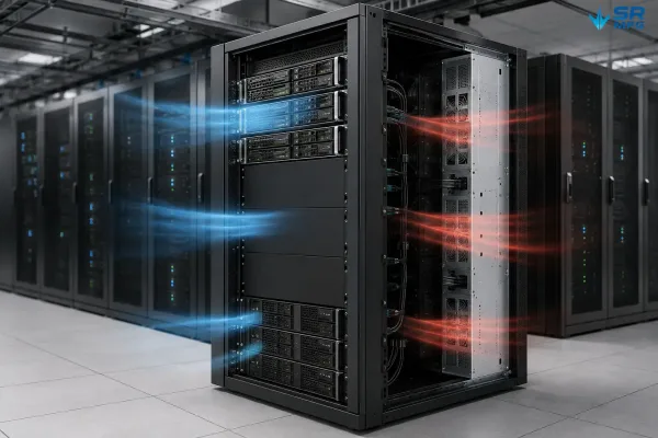 4U rack blanking panels controlling airflow inside a 19-inch server rack