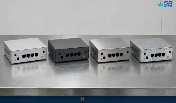 Aluminum steel stainless steel and galvanized network enclosure material samples