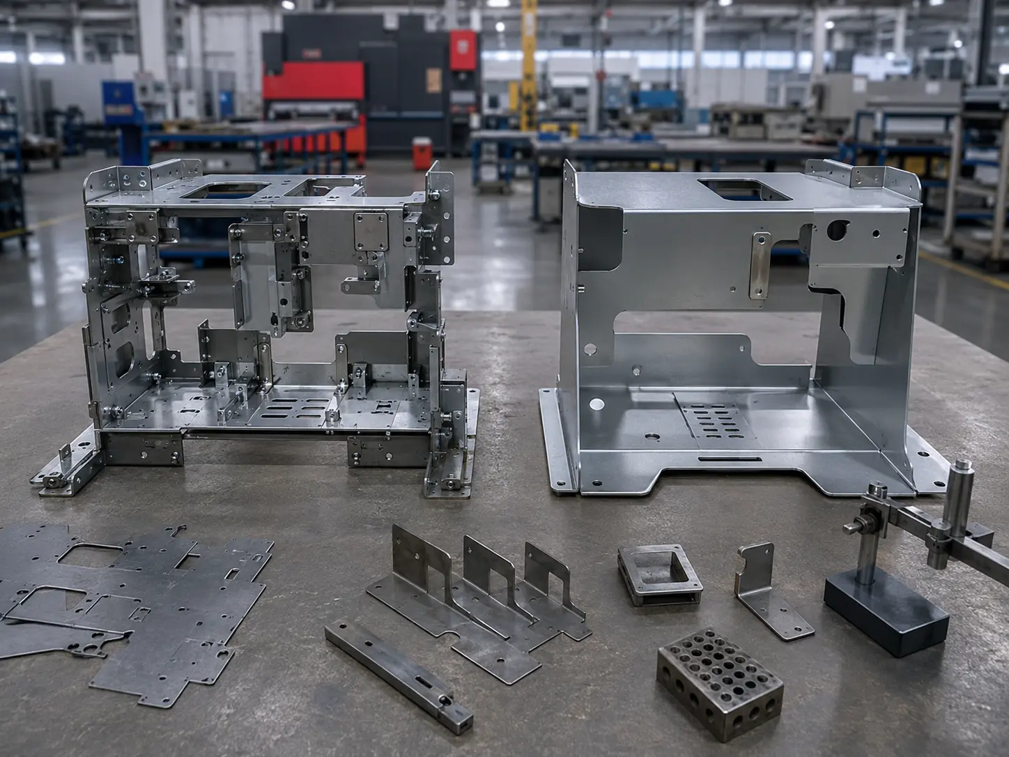 Design-optimized sheet metal parts showing how ODM can reduce total manufacturing cost through DFM