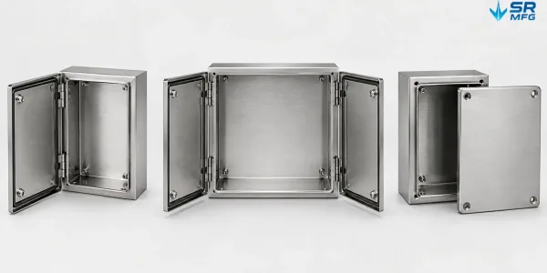 Single door double door and screw cover junction box enclosure configurations