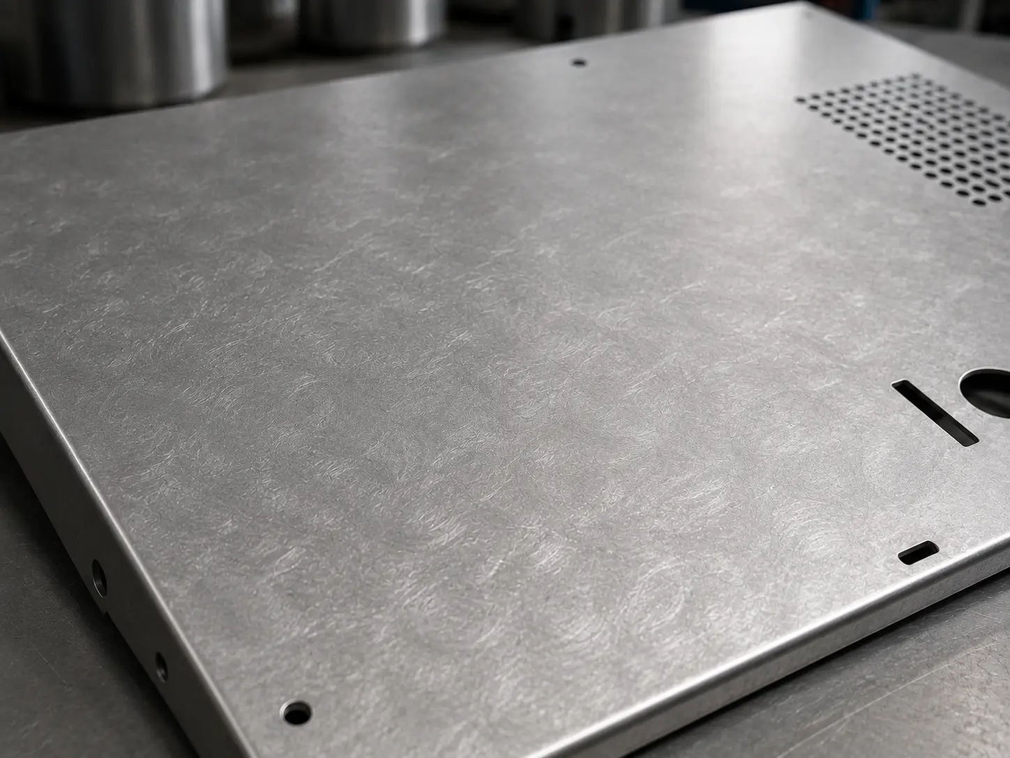 Metal surface with random swirl non-directional grinding texture