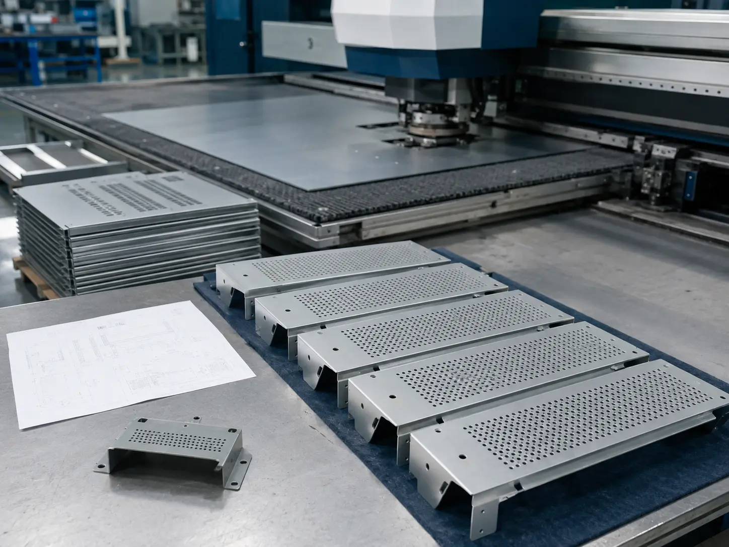 Batch sheet metal panels with optimized hole patterns and simplified forming designed to reduce manufacturing lead time