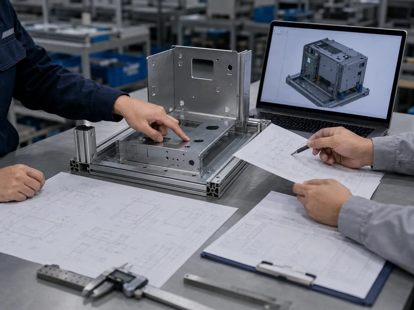 Production planner scheduling sheet metal cutting, bending, assembly, and inspection to manage manufacturing lead time