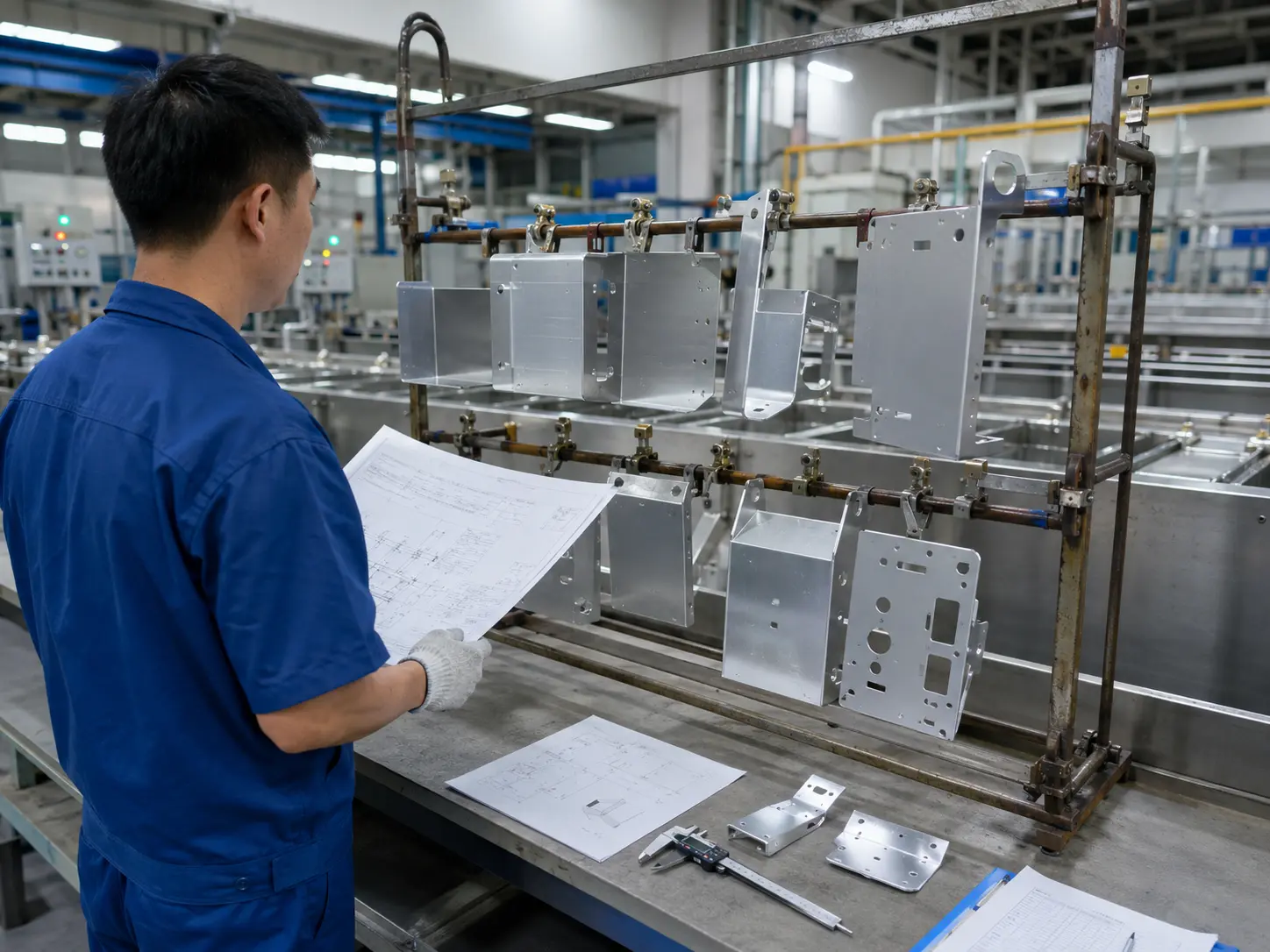 Anodizing requirement review and racking preparation for aluminum parts