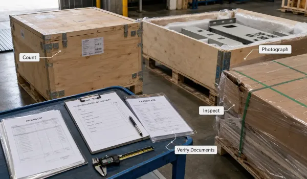 Arrival inspection checklist for imported sheet metal parts