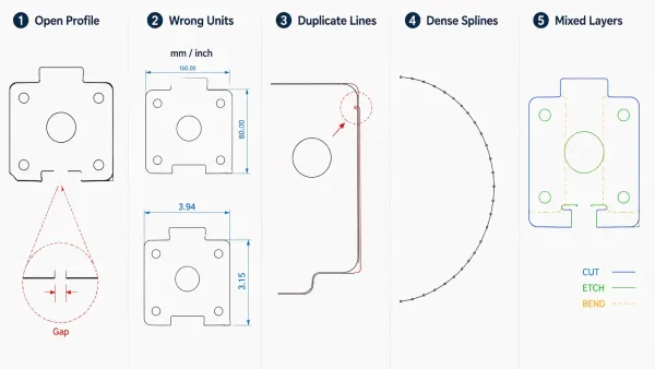 Common DXF export problems that cause laser cutting delays