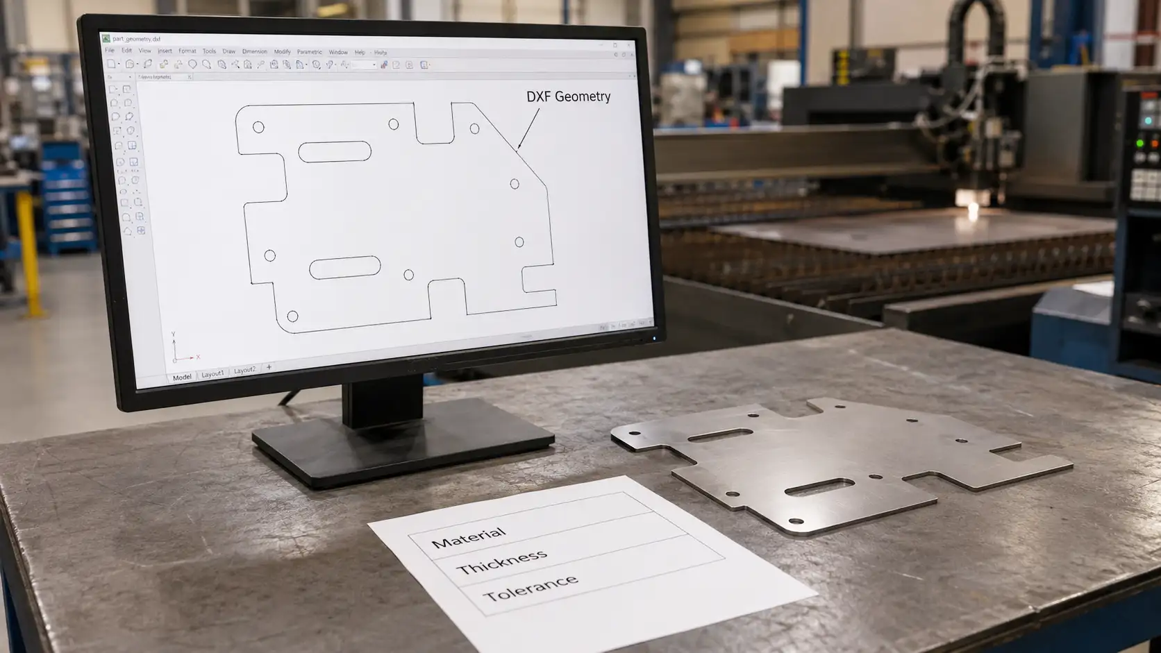 DXF file used for laser cutting and sheet metal fabrication