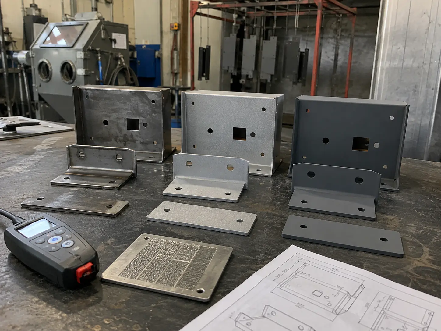 Epoxy primer applied to carbon steel sheet metal after surface preparation
