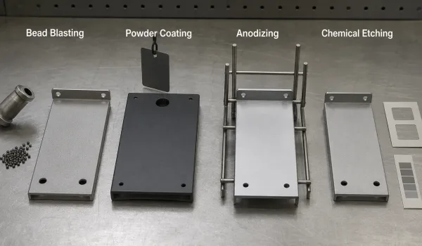 Common manufacturing methods used to achieve a matte finish on metal parts