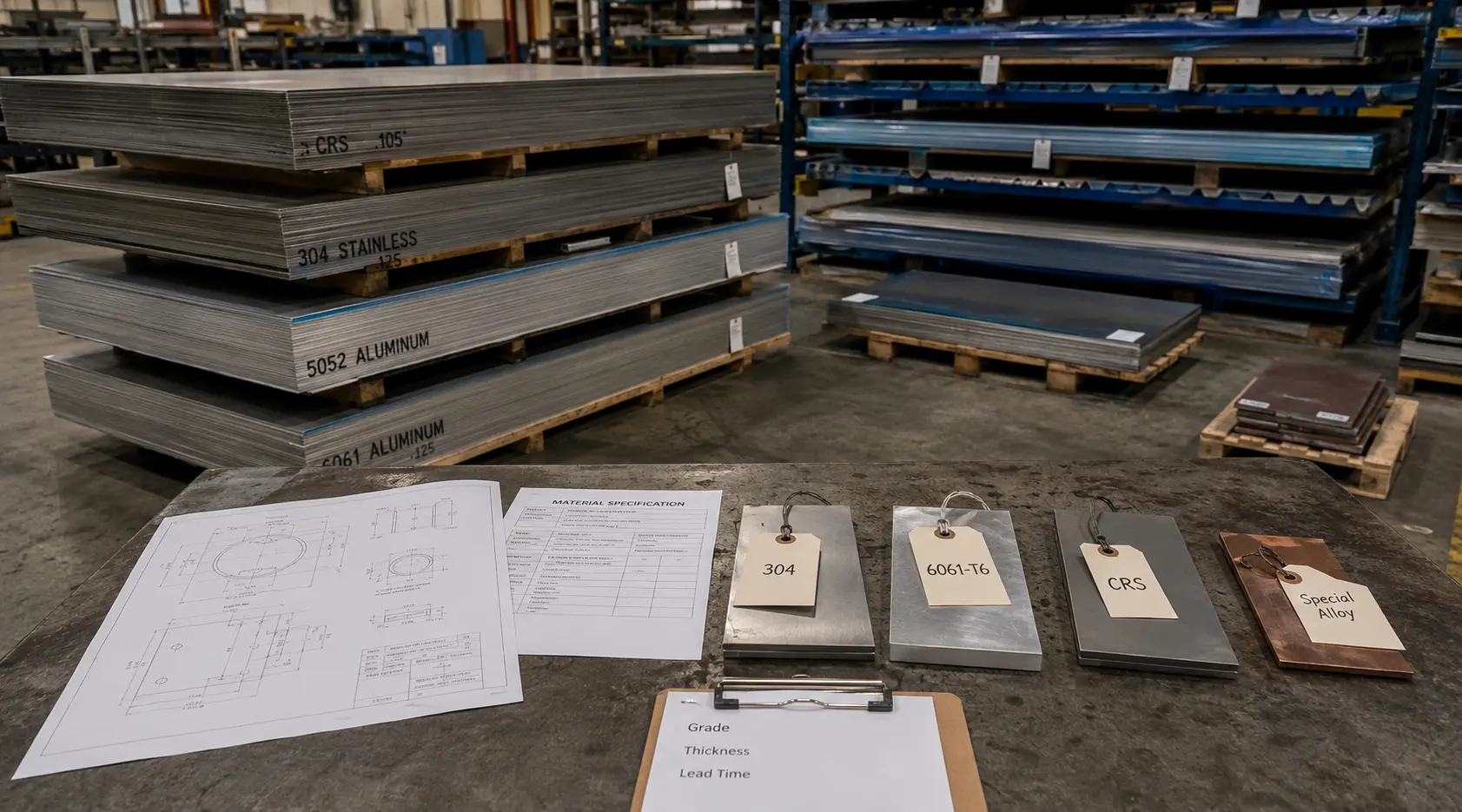 Material availability for custom parts and manufacturing sourcing