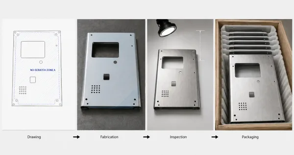 No-scratch requirement workflow from drawing to sheet metal shipment