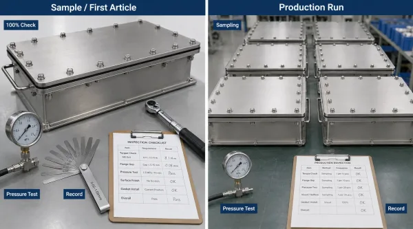 Sample-stage versus production-stage gasket inspection