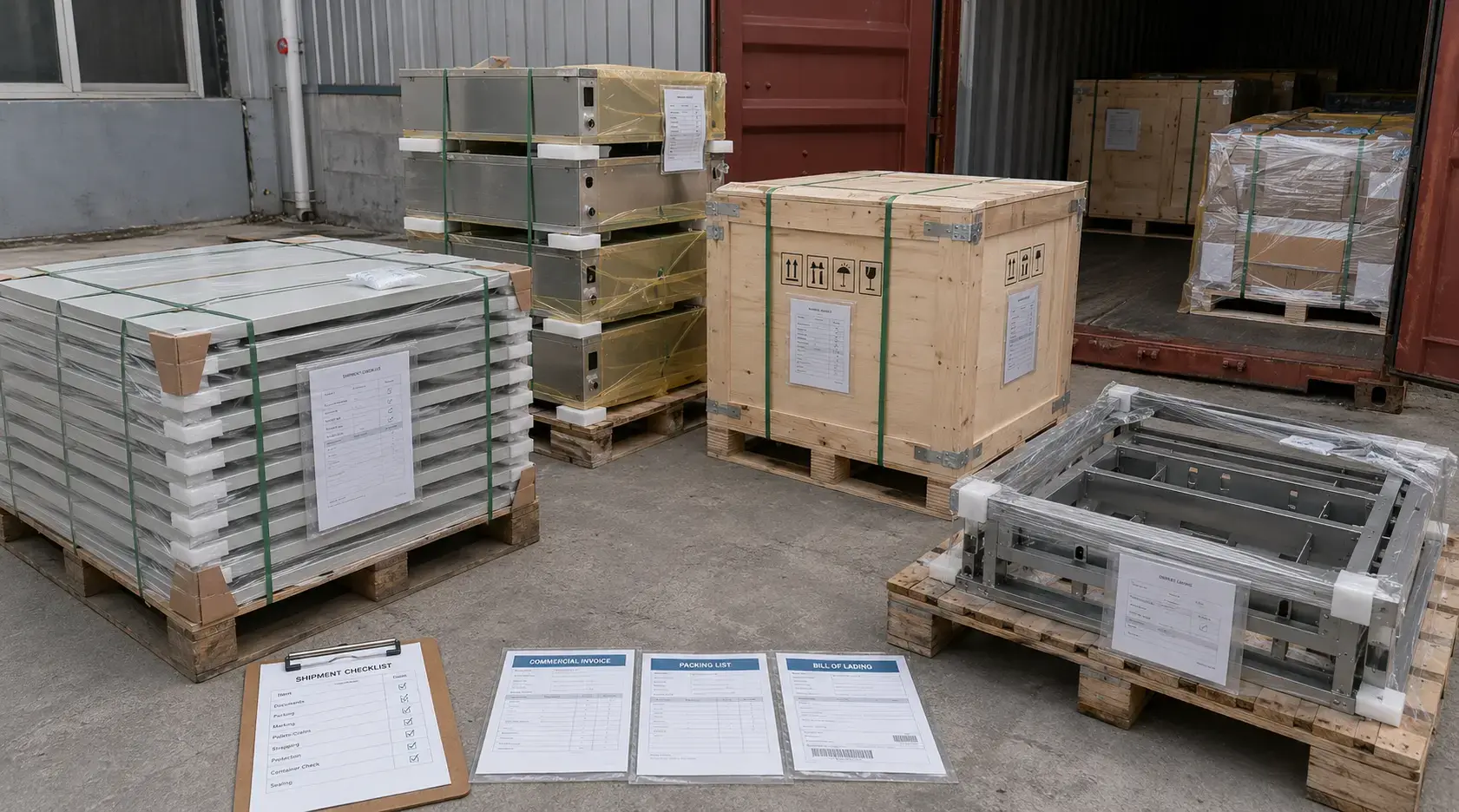 Sheet metal export shipping checklist for parts shipped from China