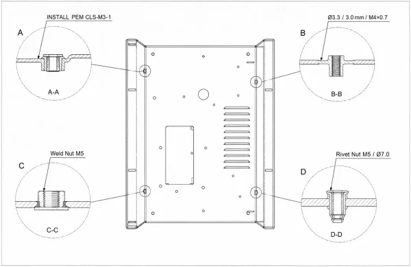 Engineering drawing callouts for sheet metal threaded features