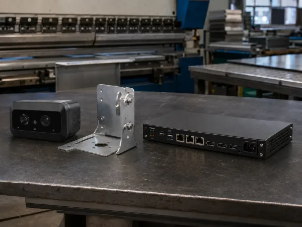 TOF people counter bracket showing how a one-degree bend error shifts the detection area