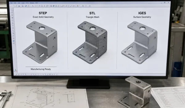 STEP vs STL vs IGES comparison for manufacturing CAD files