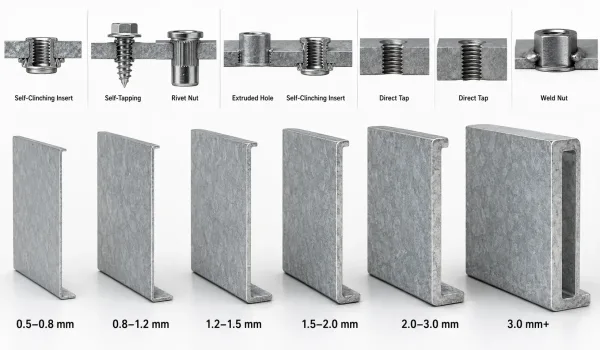 Threading method selection by sheet metal thickness
