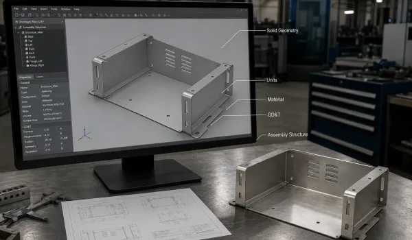 STEP file data including solid geometry units material GD&T and assembly structure