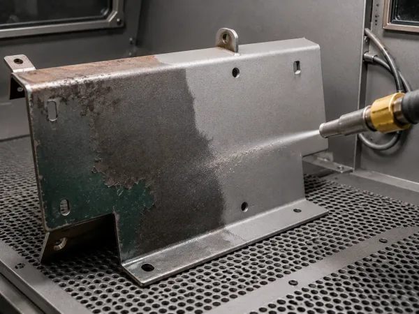 Abrasive blasting process for metal surface preparation