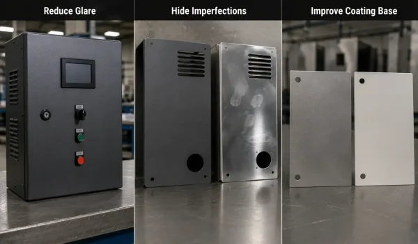 Applications where a matte finish is preferred on metal parts