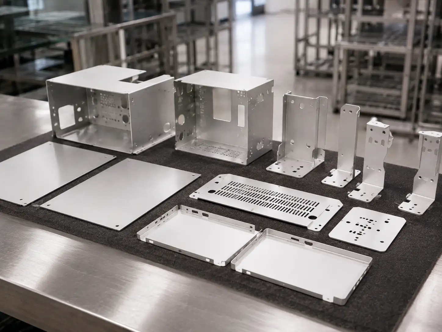 Anodizing Results on AA 1060 and AA 1100 Aluminum Parts AA 1060 and AA 1100 aluminum parts showing anodized surface finishes