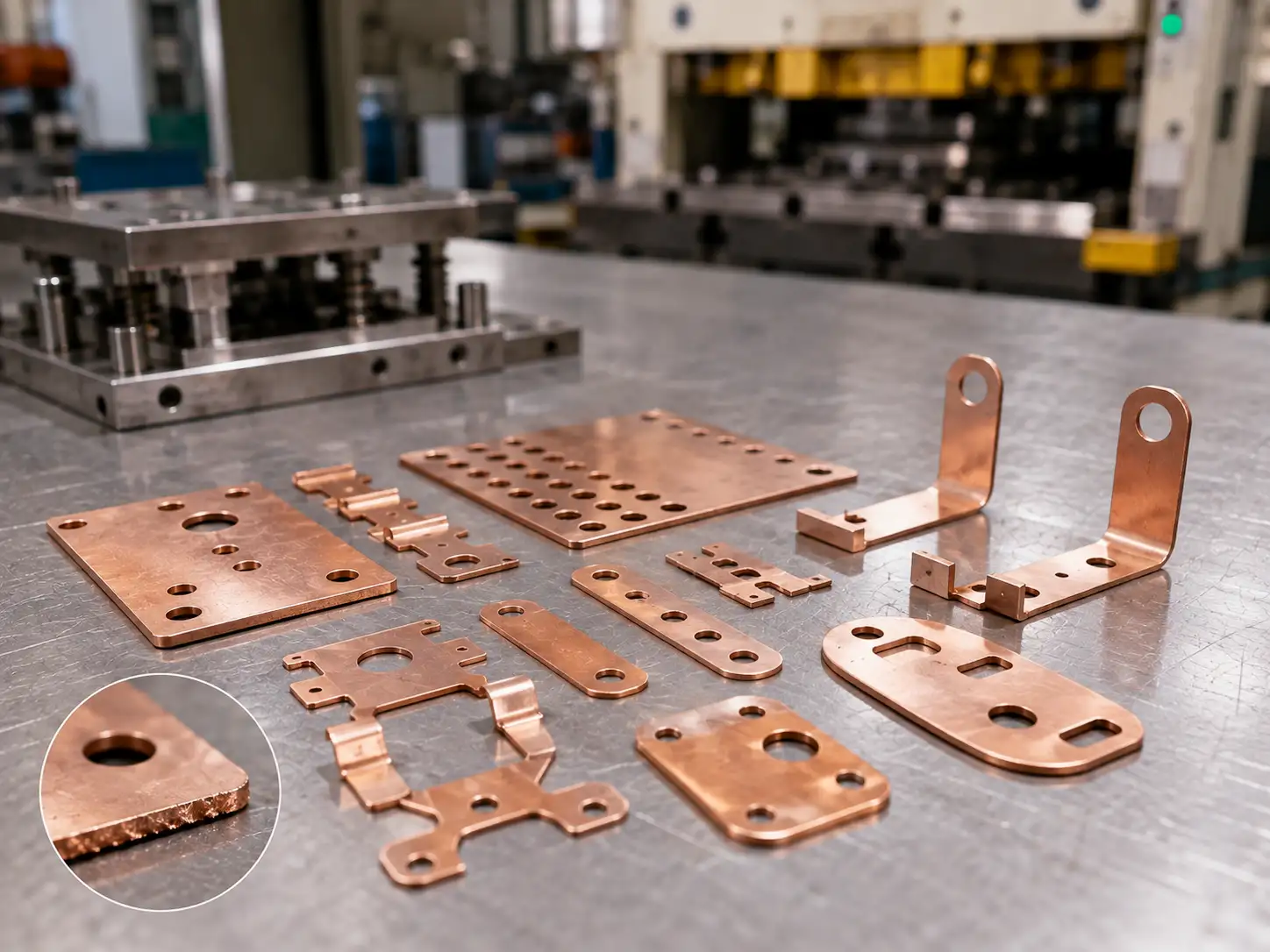 Blanking and Punching of T2 and T3 Pure Copper T2 and T3 pure copper parts showing blanking and punching quality in metal fabrication