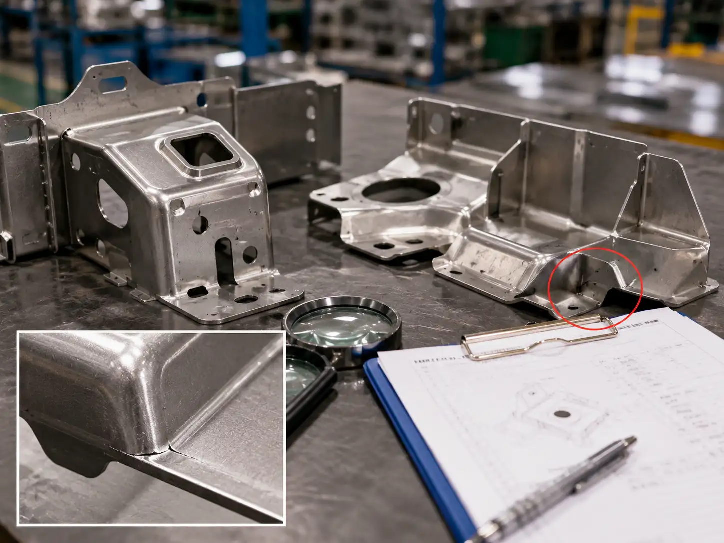 Cracking Risk in SUS301 Forming SUS301 formed sheet metal part showing potential cracking risk during cold forming