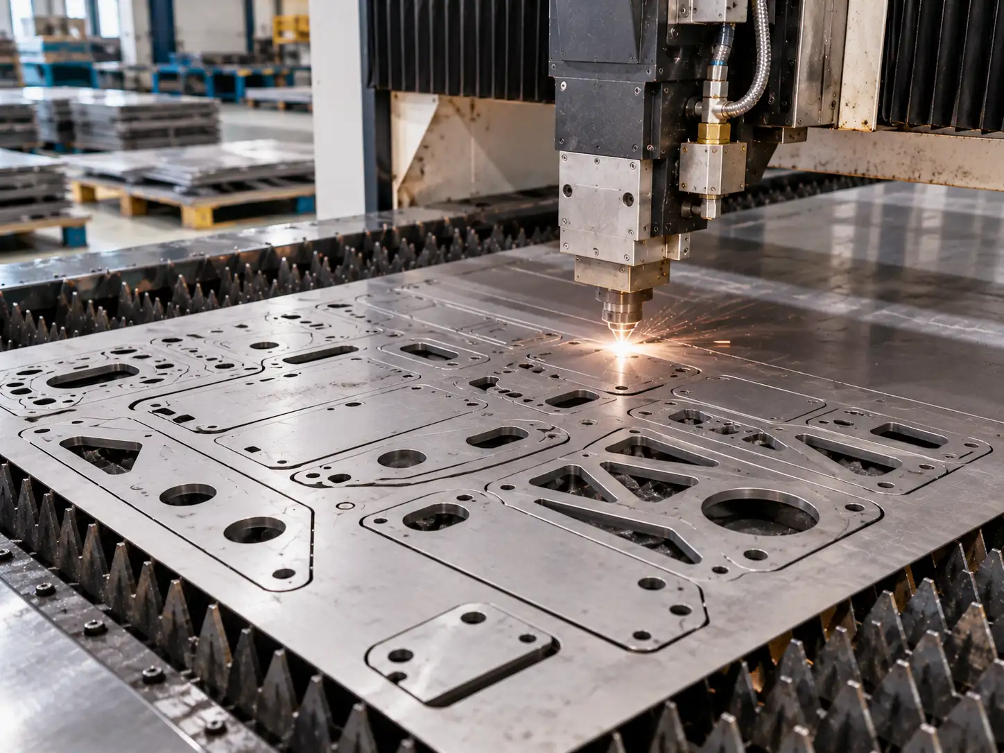Laser Cutting of Ti31 Titanium Sheet Precision laser cutting of Ti31 titanium alloy sheet in a modern sheet metal fabrication factory