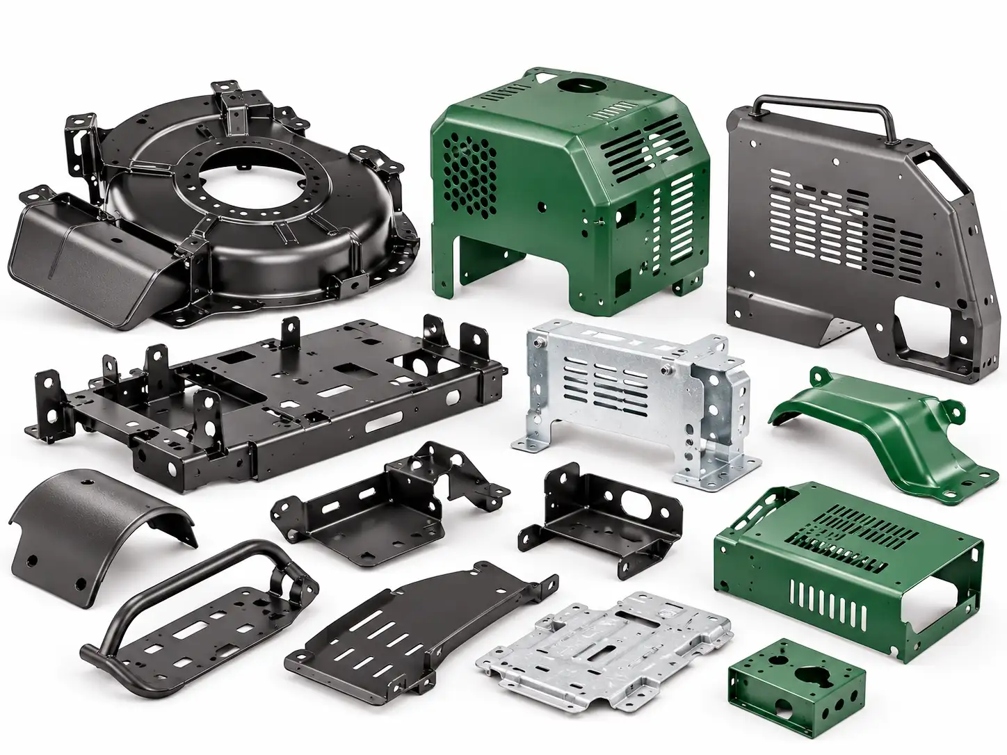 Sheet metal covers, guards, brackets and structural parts for lawn and outdoor power equipment