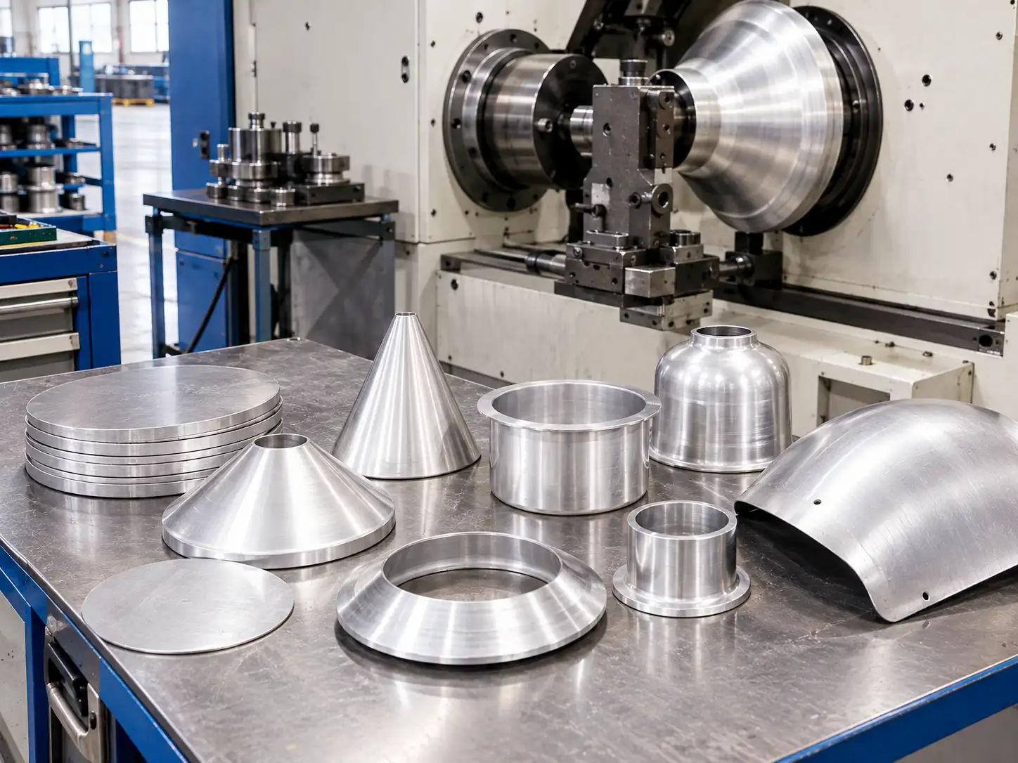 Metal Spinning Applications of AA 1060 and AA 1100 AA 1060 and AA 1100 aluminum parts formed by metal spinning in sheet metal fabrication