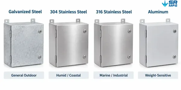 Materialvergleich für Solar-Gehäuse aus verzinktem Stahl, Edelstahl 304/316 und Aluminium