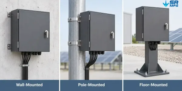 Optionen für Wandmontage, Mastmontage und Bodenmontage von Solar-Combiner-Box-Gehäusen