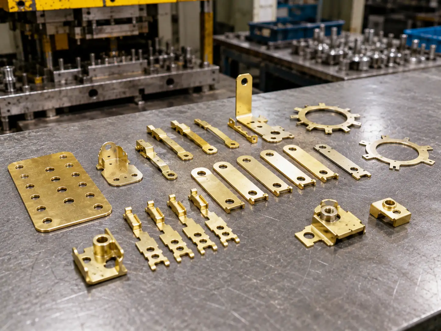 Stamping and Blanking of H68 and H70 Brass H68 and H70 brass parts showing stamping and blanking quality in sheet metal fabrication