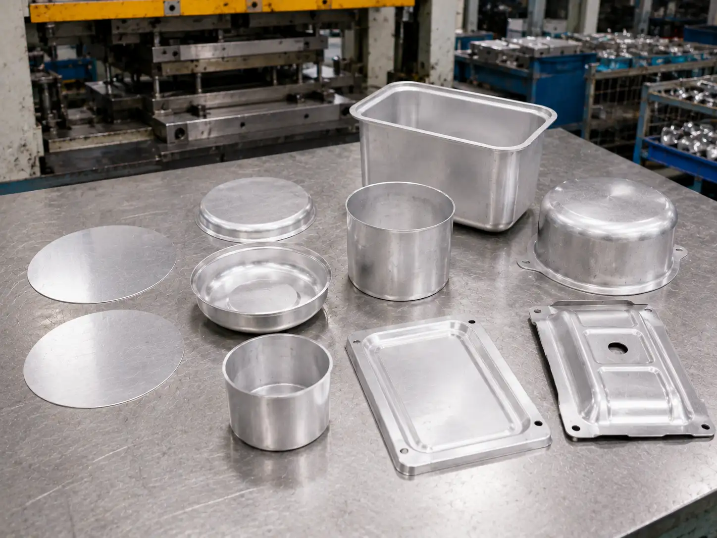 Stamping and Deep Drawing of AA 1060 and AA 1100 AA 1060 and AA 1100 aluminum parts showing stamping and deep drawing applications