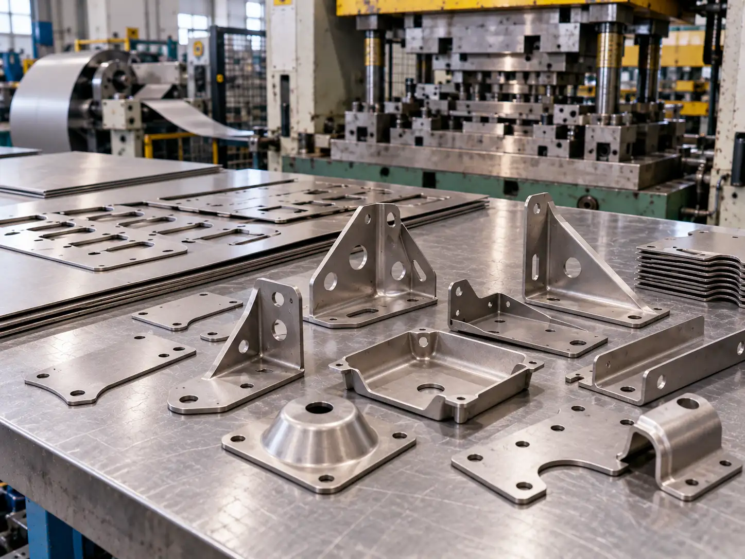 Stamping of TC21 Titanium Alloy Parts TC21 titanium alloy parts showing precision stamping and forming in a modern metal fabrication factory