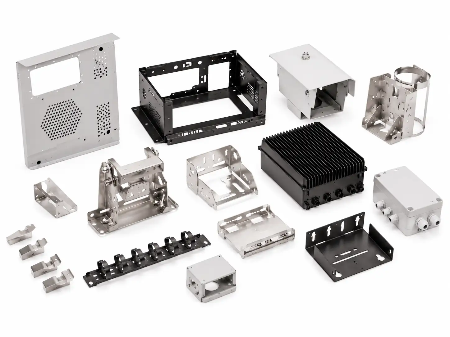 Metal antenna brackets, camera housings and signal equipment enclosures for telecom and security systems