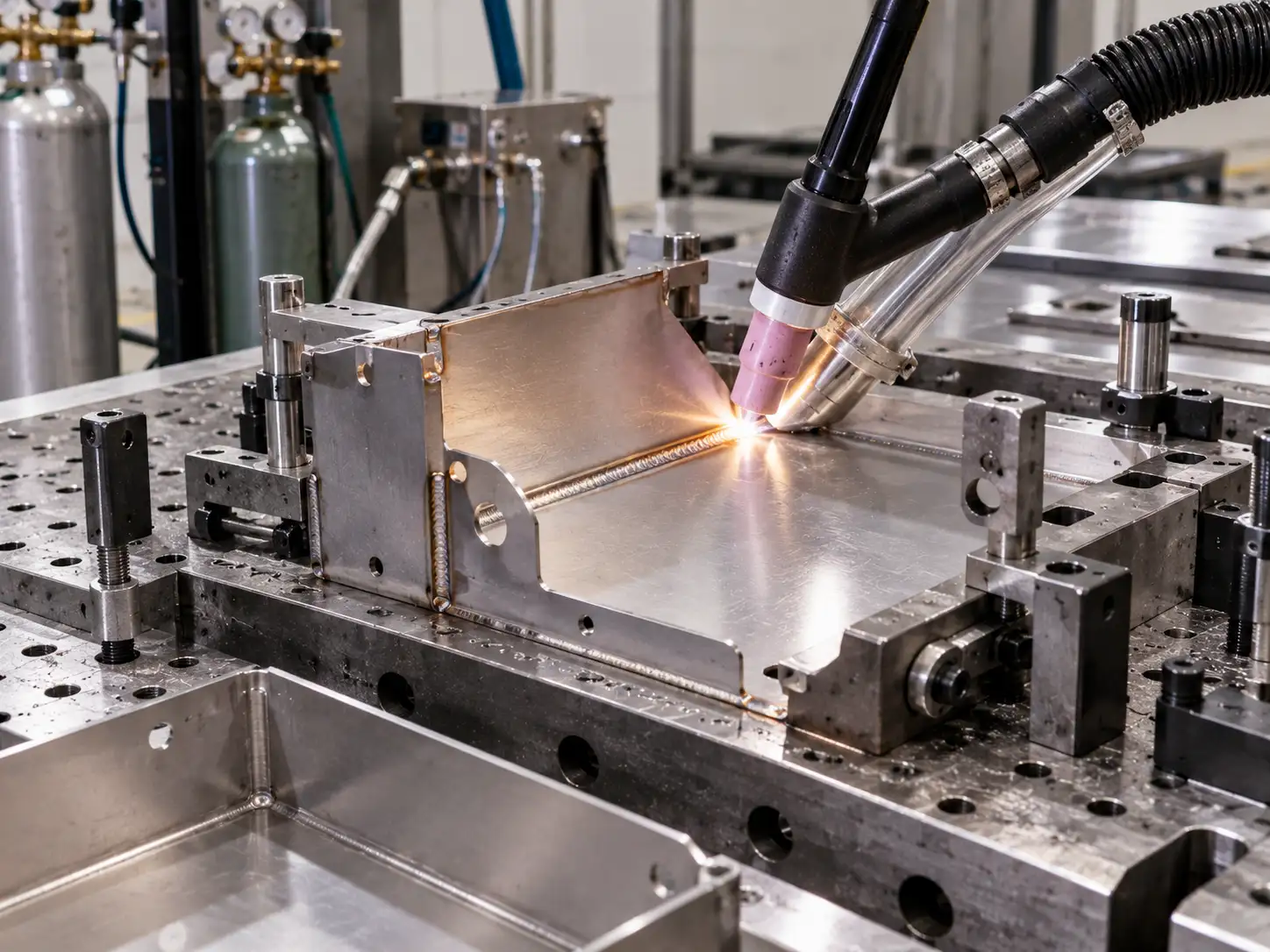 Welding of Ti31 Titanium Alloy with Inert Gas Shielding Ti31 titanium alloy components undergoing precision TIG welding with high-purity inert gas shielding
