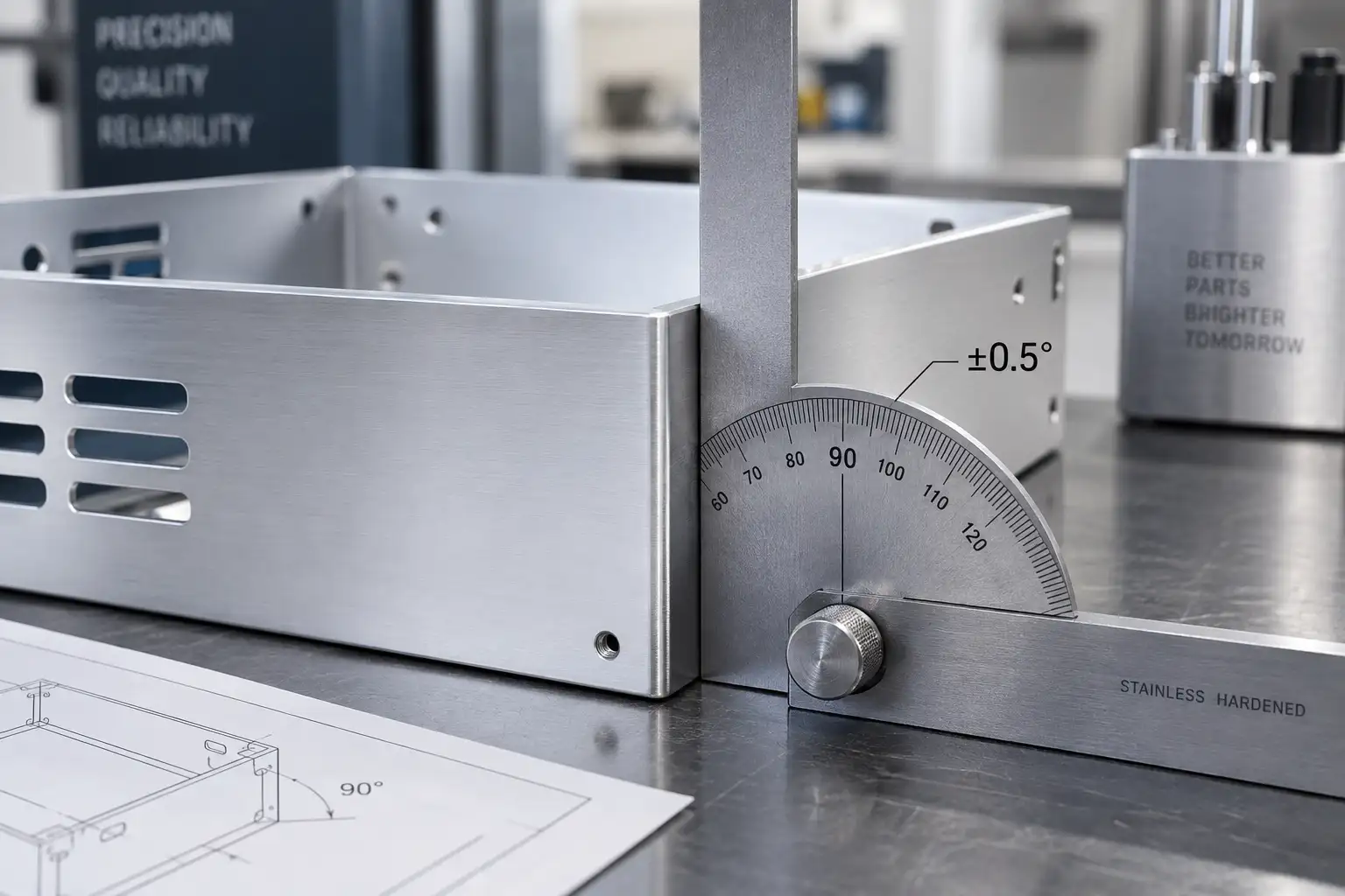 Precision sheet metal part with ±0.5° coining bend accuracy